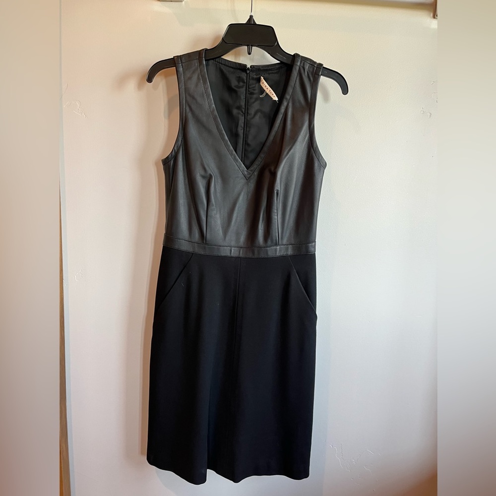 Trina Turk mixed material vneck sleeveless dress